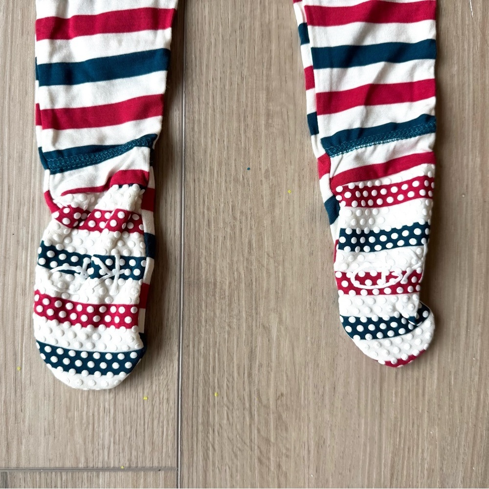 Kickee Pants Balloon Stripe Bamboo Zip Footie Anniversary Print 18-24M NWOT - Picture 6 of 8